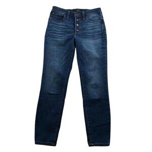 J.Crew Women Jeans Size 28 9" High-Rise Skinny Button Fly Blue Dark Denim Casual